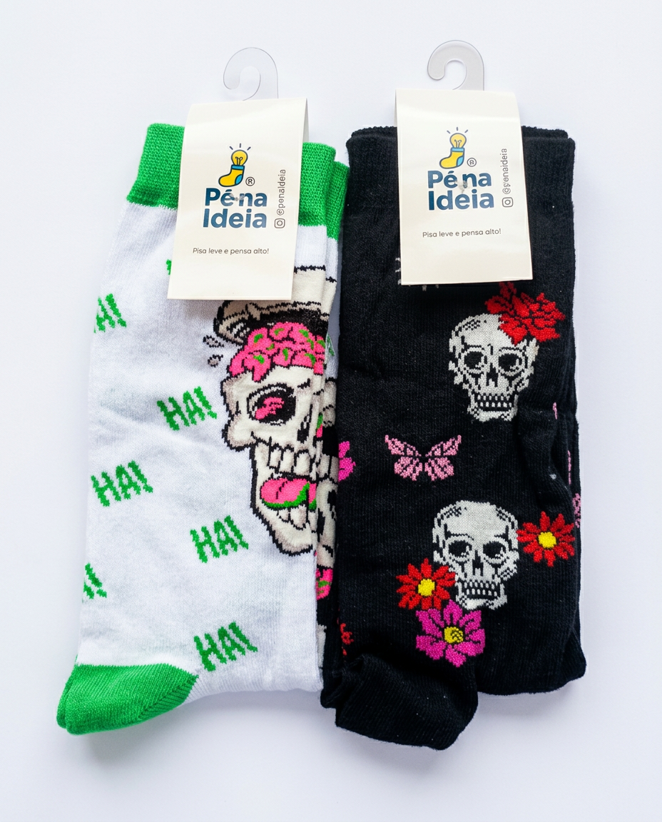 Caveiras de meia divertida